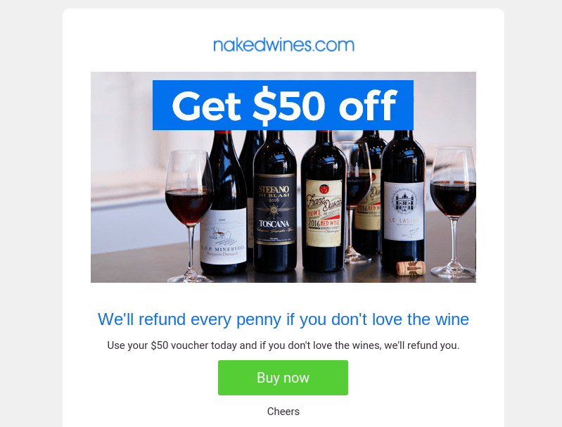 An example of a Buy Now button in an email.