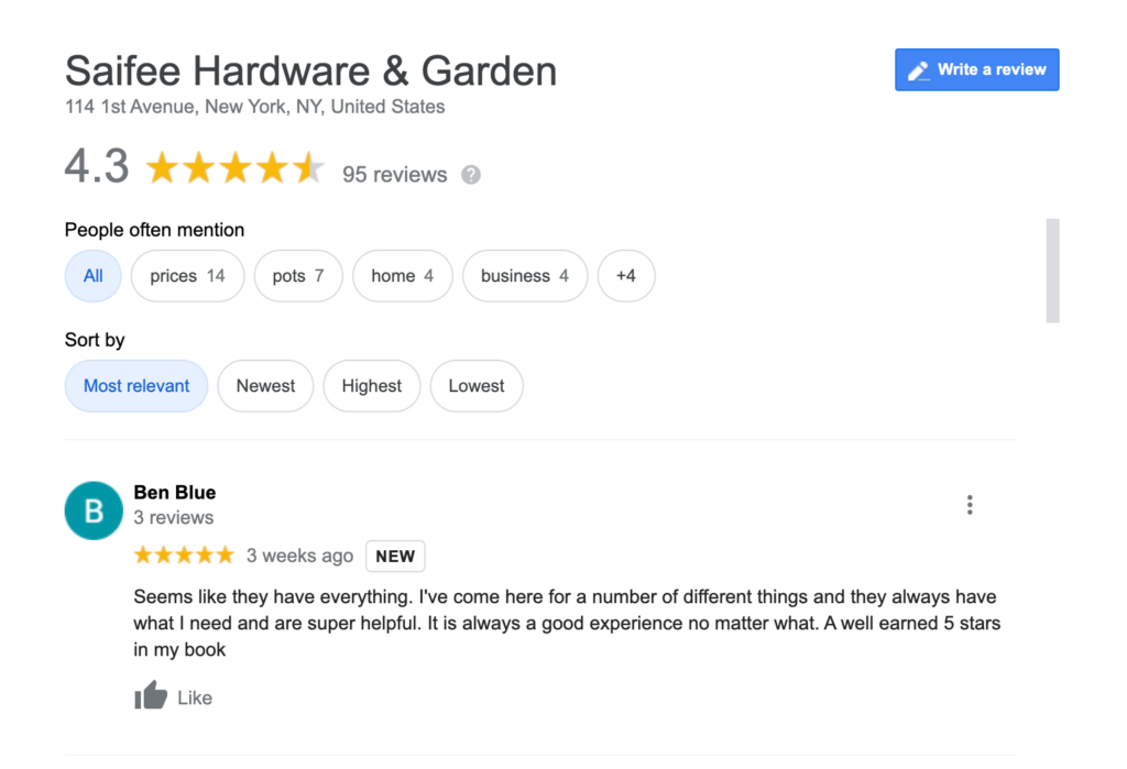Get customer testimonials for your Google listing.