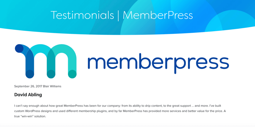 An example of a customer testimonial.