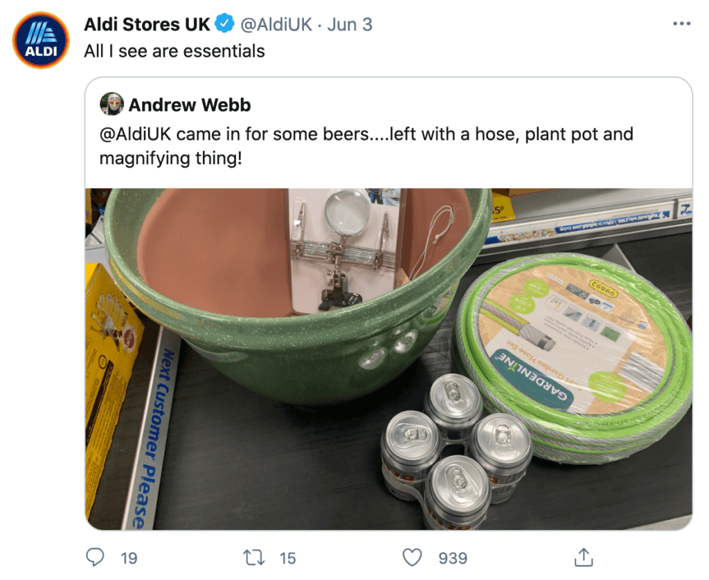 An example of a brand engaging on social media.