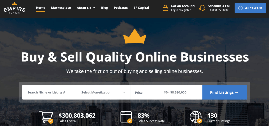 Empire Flippers' has a range of hand-picked online businesses for sale.