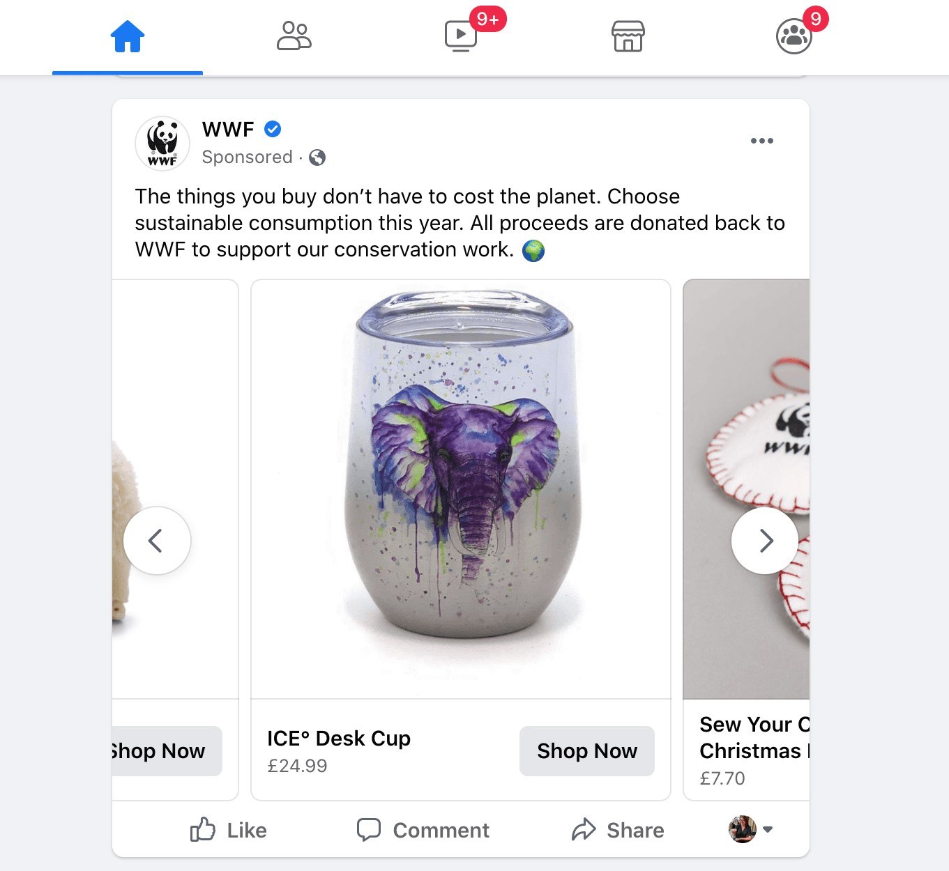 A carousel Facebook advertisement.