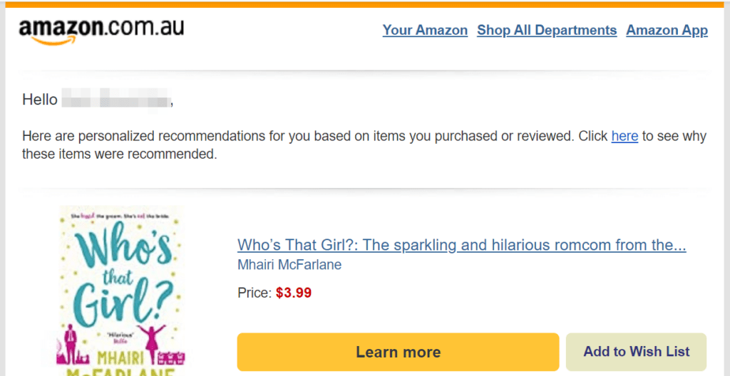 Amazon product recommendations.
