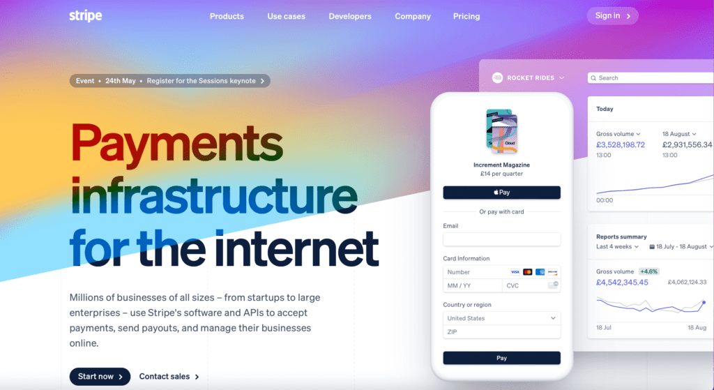 Stripe homepage