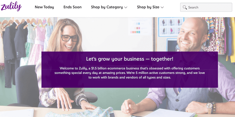 The Zulily homepage.