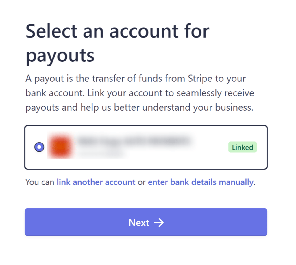 bank linked verification page in Buy Now Plus
