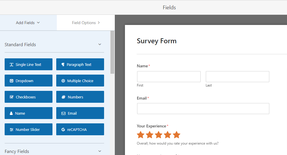 WPForms survey builder