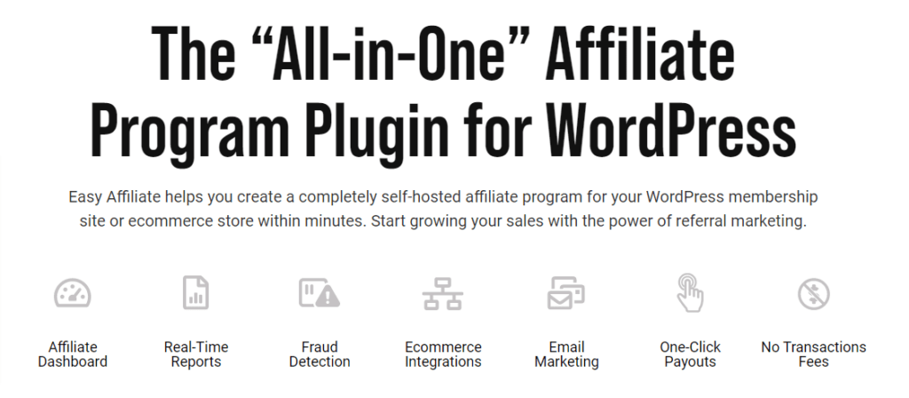 Easy Affiliate WordPress plugin homepage