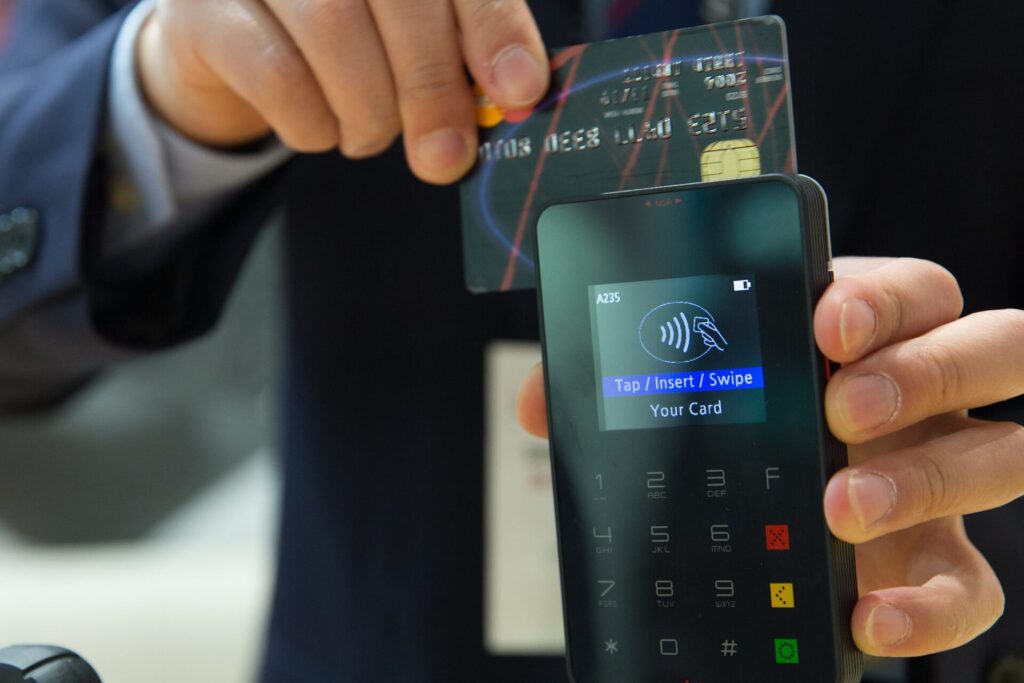 Swiping a card through an EFTPOS terminal