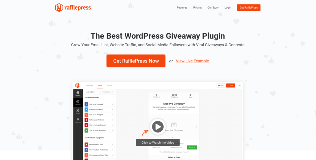 RafflePress plugin homepage