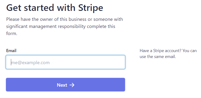 Image of Buy Now Plus sign up page in which the user connects their account to Stripe