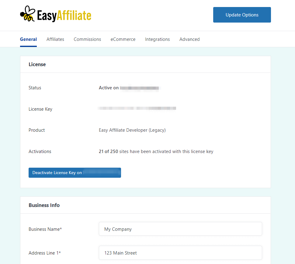 The main settings for Easy Affiliate.