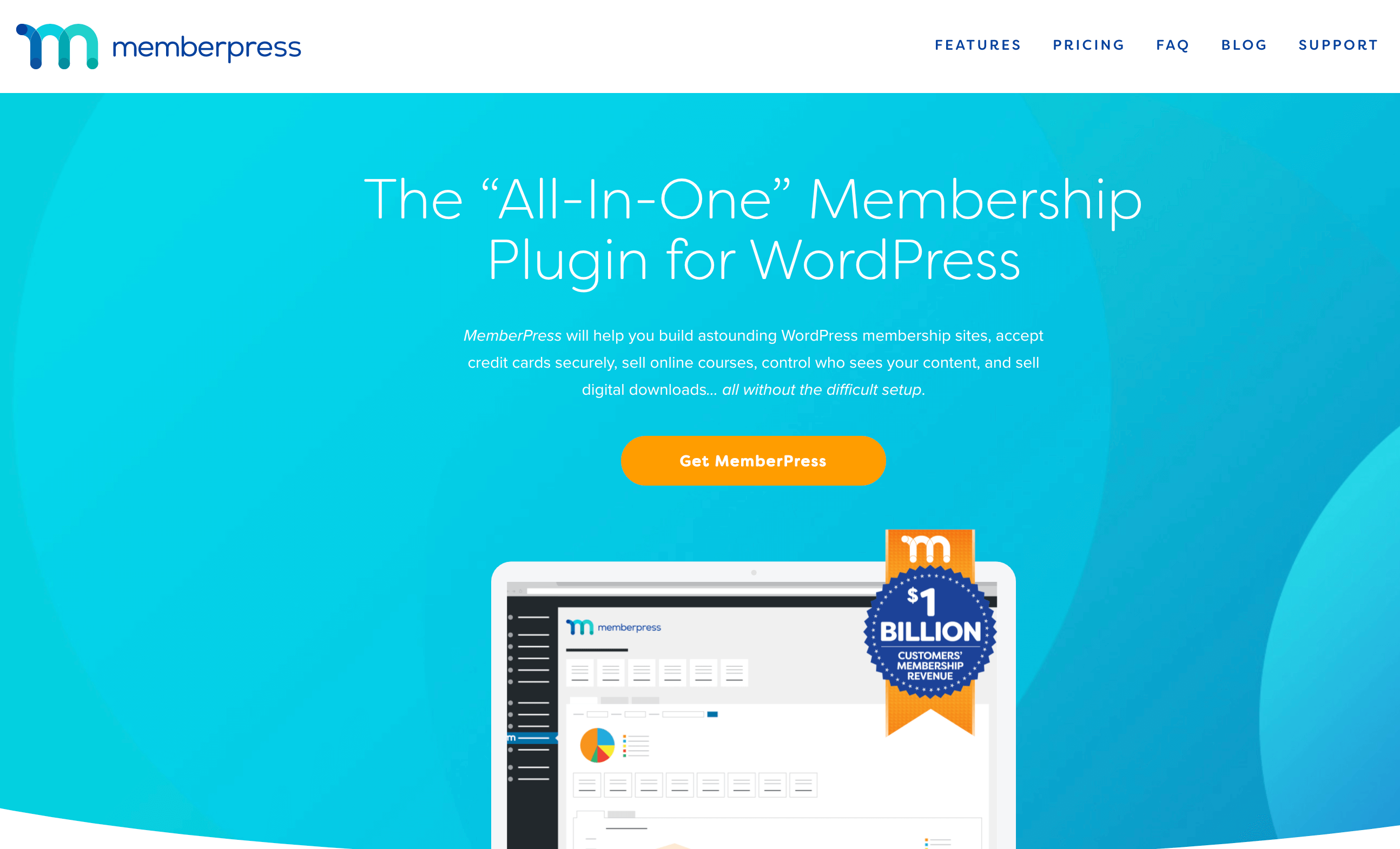 The MemberPress homepage.
