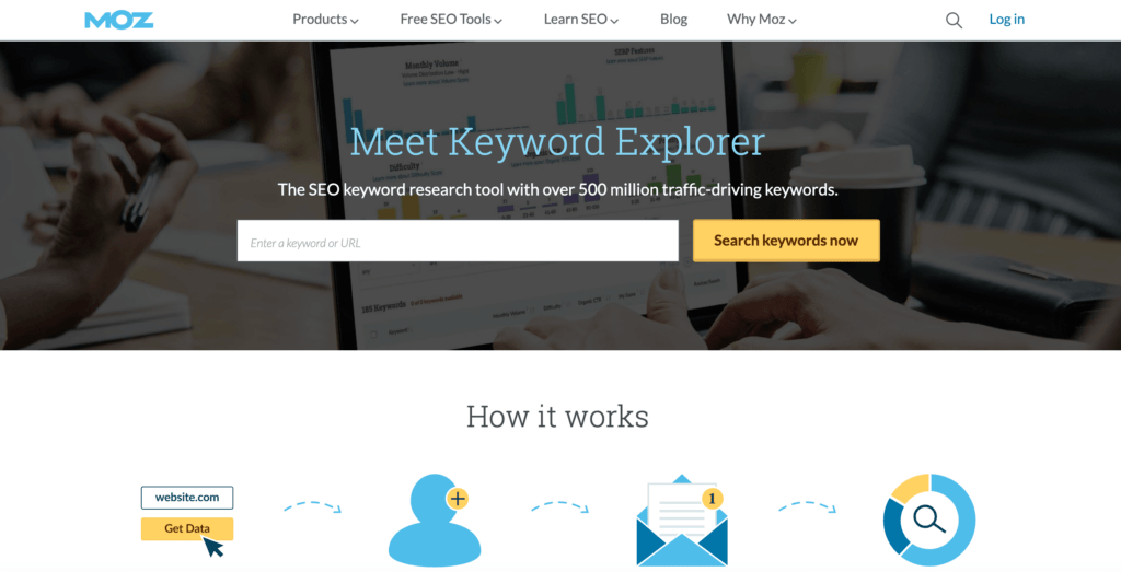 The Moz Keyword Explorer tool.