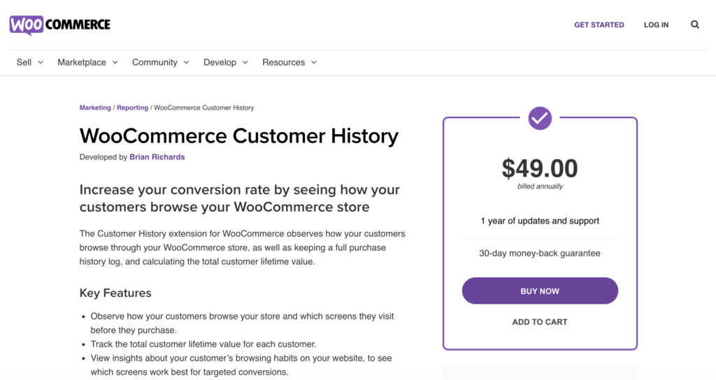 The WooCommerce History add-on can help you keep your customers. 