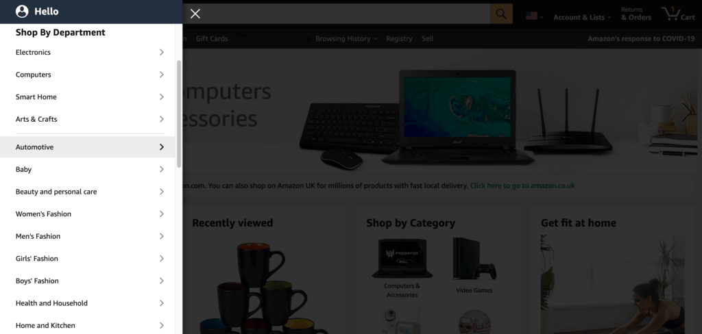 The Amazon ecommerce site.