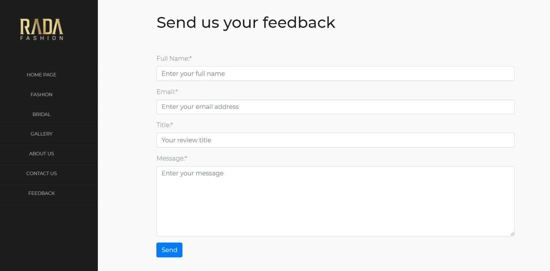 An example of a feedback form