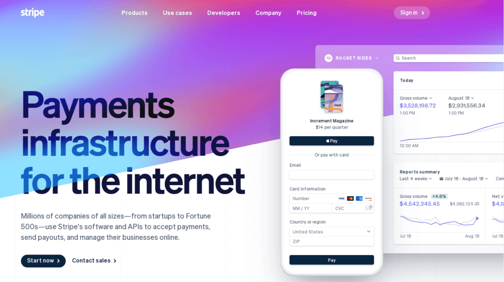 Stripe homepage