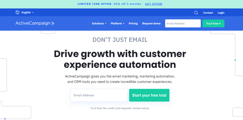 ActiveCampaign homepage