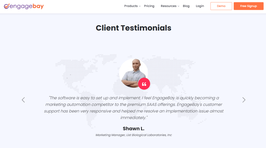 An example of testimonials on a sales page.