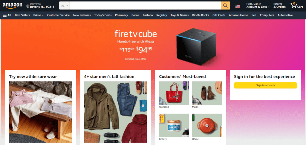 The Amazon homepage.