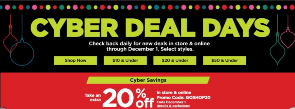 Cyberl deal days at Kohl's.