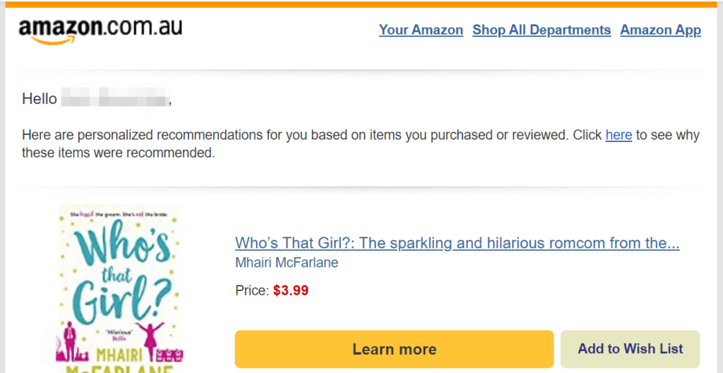 Amazon product recommendations. 