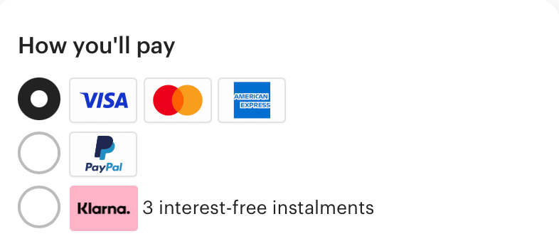 Payment method options