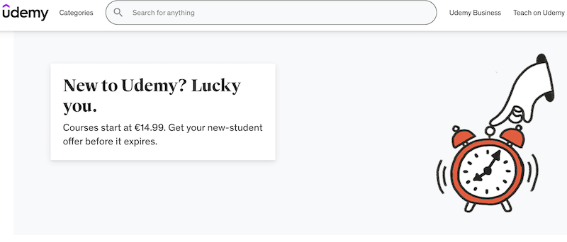 The Udemy homepage. 